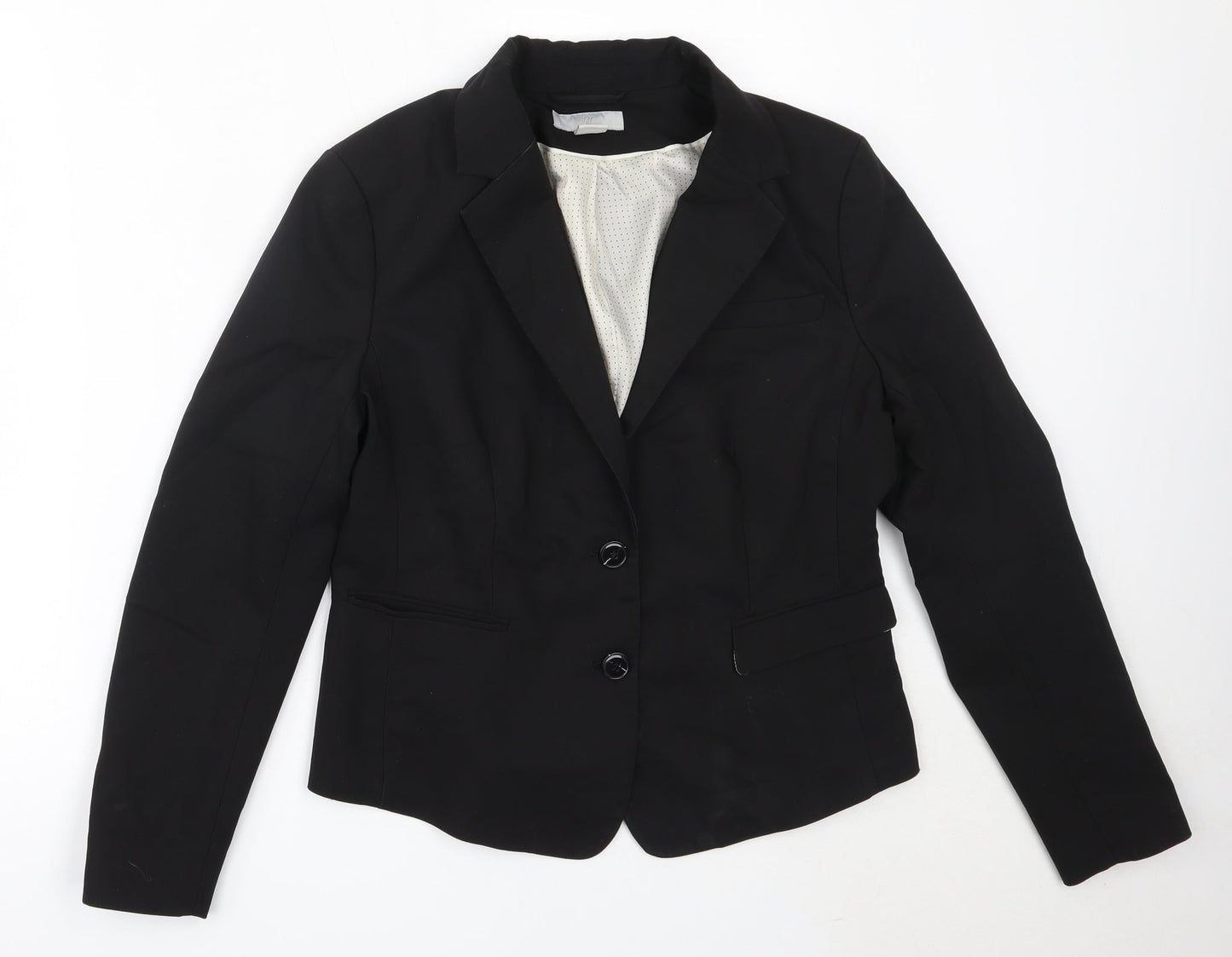 H&M Womens Black  Cotton Jacket Blazer Size 42