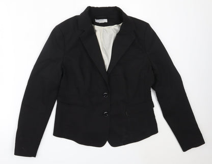 H&M Womens Black  Cotton Jacket Blazer Size 42
