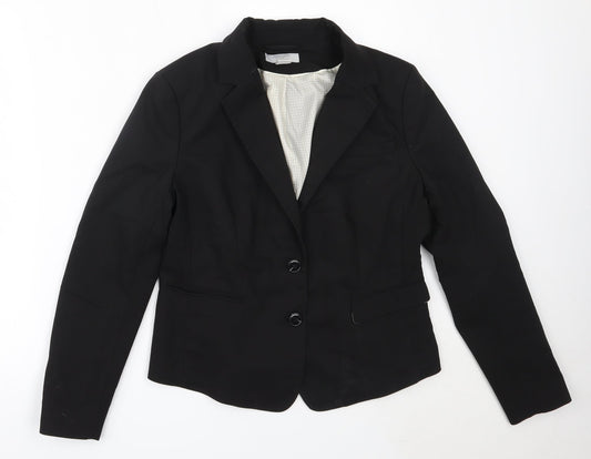 H&M Womens Black  Cotton Jacket Blazer Size 42