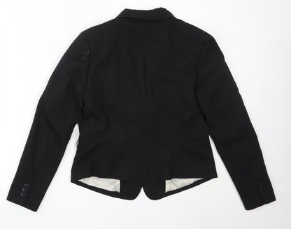H&M Womens Black  Cotton Jacket Blazer Size 42