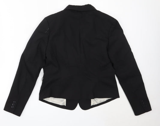H&M Womens Black  Cotton Jacket Blazer Size 42