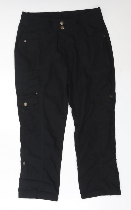 Yessica Womens Black  Cotton Cropped Trousers Size 36 L24 in Regular
