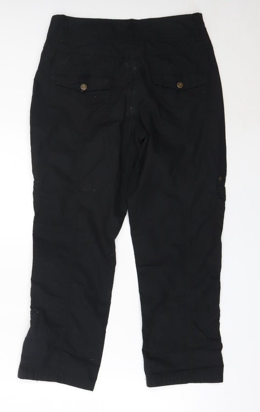 Yessica Womens Black  Cotton Cropped Trousers Size 36 L24 in Regular