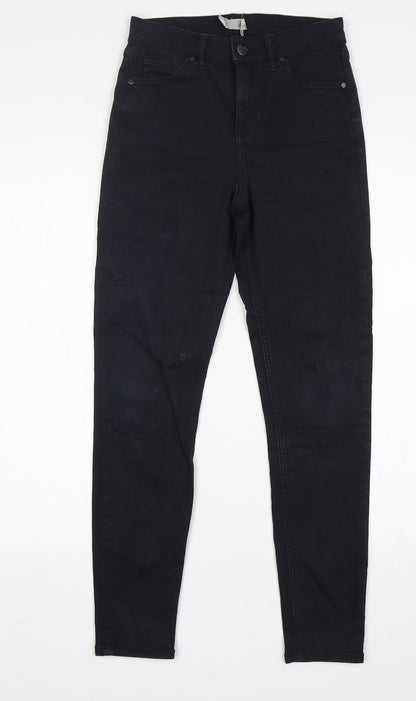 Topshop Womens Black  Cotton Skinny Jeans Size 26 in L28 in Regular