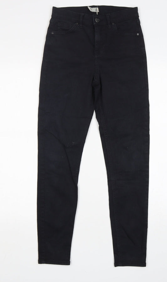 Topshop Womens Black  Cotton Skinny Jeans Size 26 in L28 in Regular