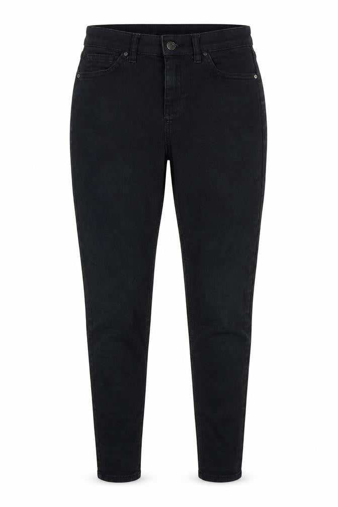 Front view of Topshop women’s black cotton skinny jeans, size UK 26, in, 28-inch leg regular