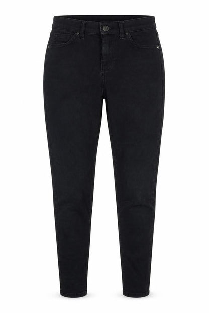 Front view of Topshop women’s black cotton skinny jeans, size UK 26, in, 28-inch leg regular