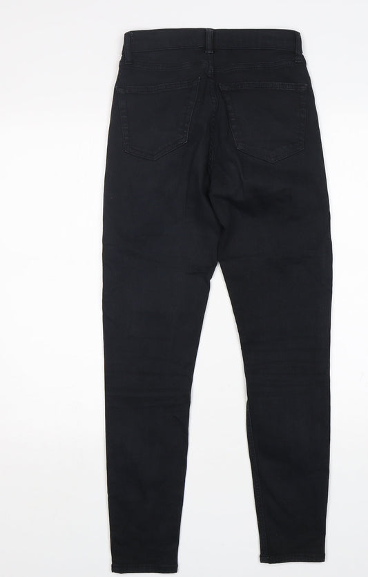 Topshop Womens Black  Cotton Skinny Jeans Size 26 in L28 in Regular