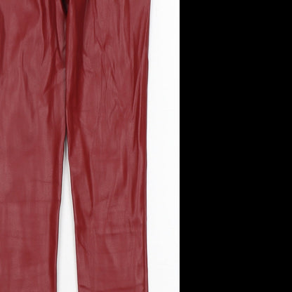Zara Womens Red  Polyurethane Jegging Jeans Size S L28 in Regular