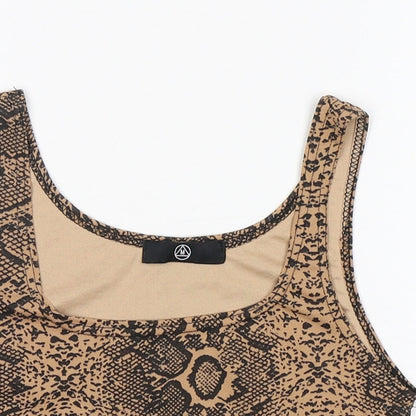 Missguided Womens Multicoloured Animal Print Polyester Basic Tank Size 8 Round Neck