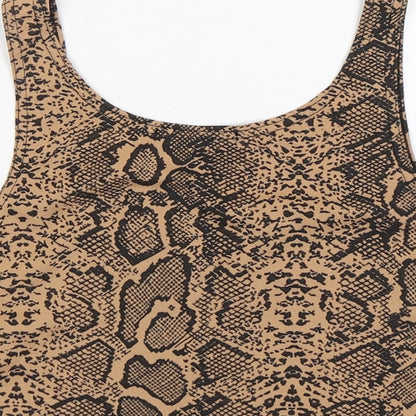 Missguided Womens Multicoloured Animal Print Polyester Basic Tank Size 8 Round Neck