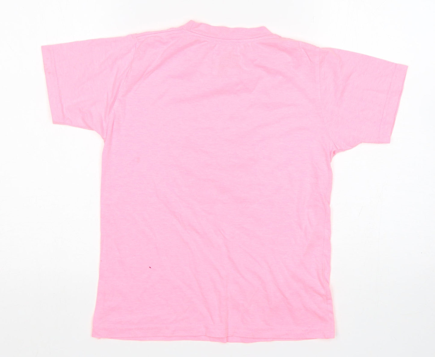 The Vacation Supply Co Girls Pink  Cotton Basic T-Shirt Size M Round Neck  - Miami Beach