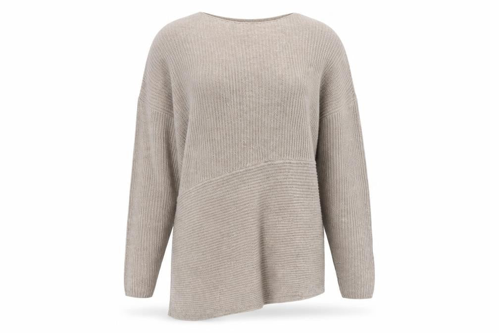 Front view of ESPRIT women’s beige round neck polyamide jumper, size M