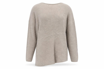 Front view of ESPRIT women’s beige round neck polyamide jumper, size M