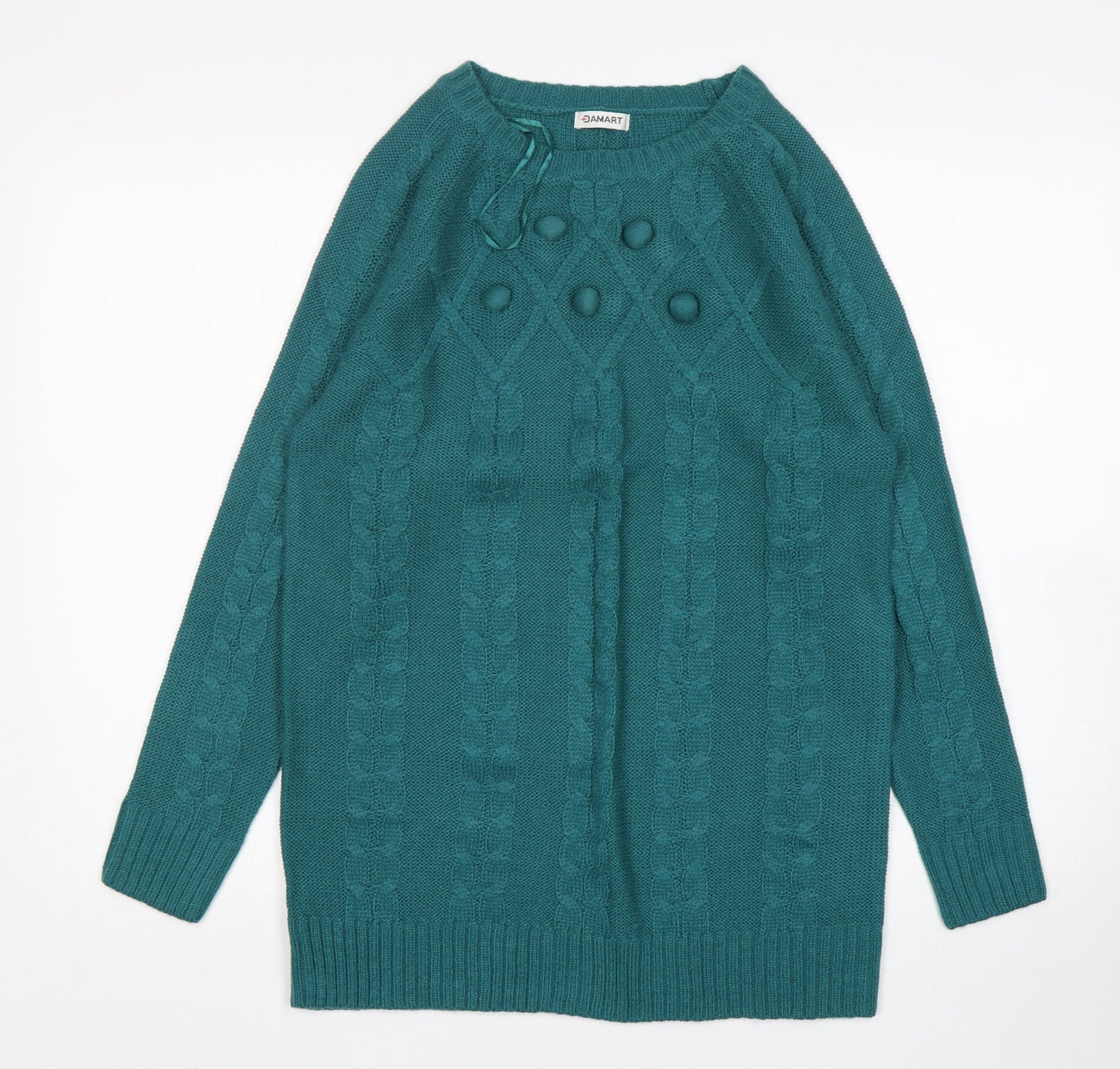 Damart Womens Green Round Neck  Acrylic Pullover Jumper Size 10