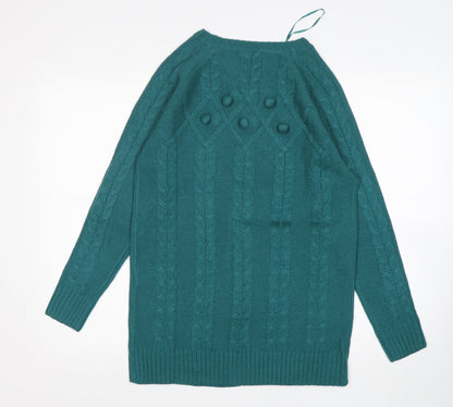 Damart Womens Green Round Neck  Acrylic Pullover Jumper Size 10