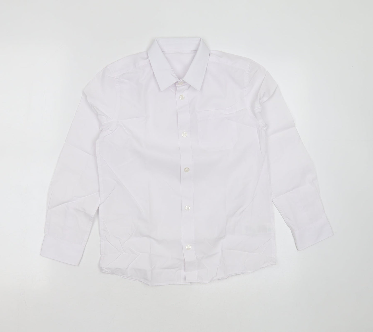 F&F Boys White  Polyester Basic Button-Up Size 8-9 Years Collared Button