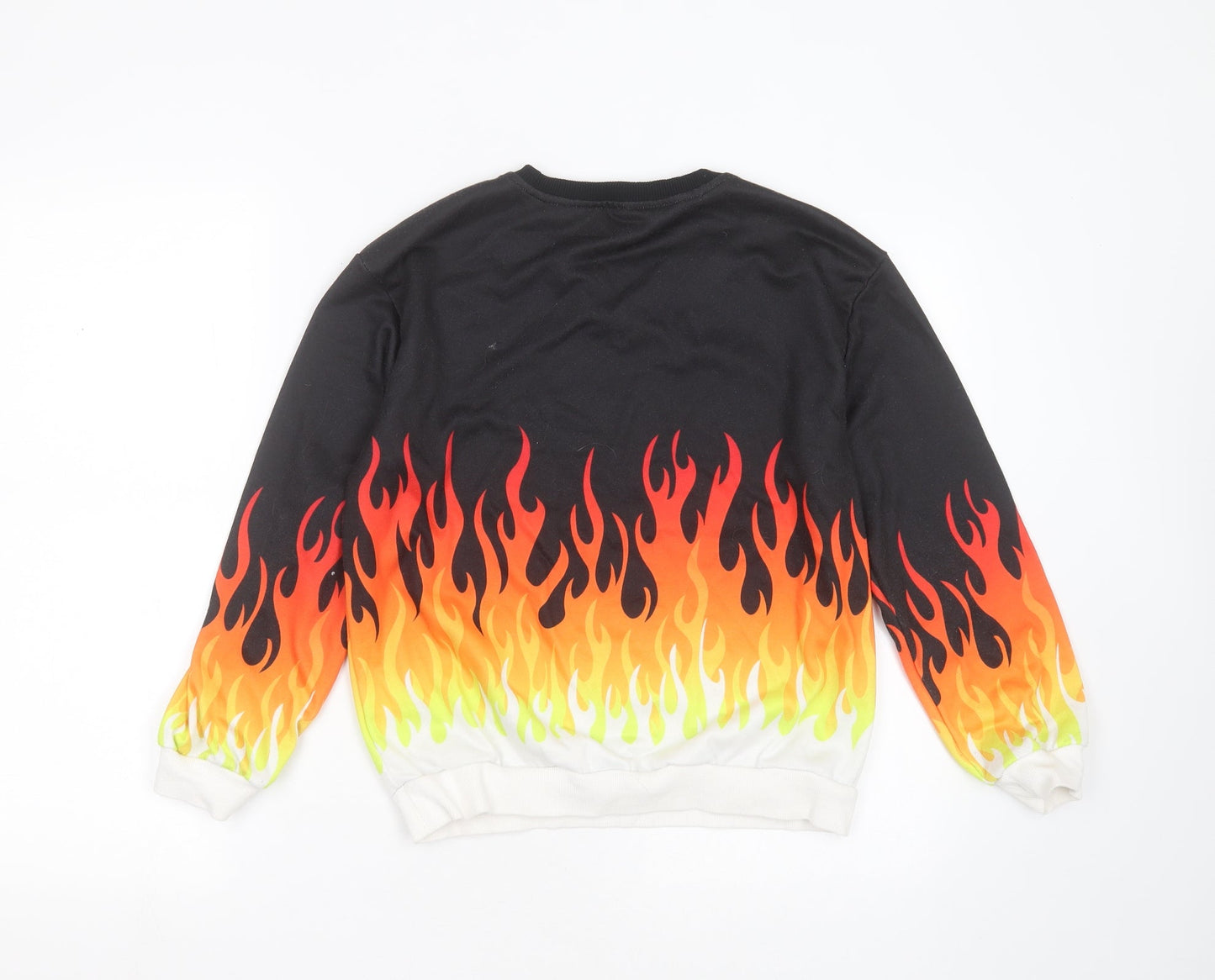 SheIn Girls Black  Polyester Pullover Sweatshirt Size 11-12 Years   - flame detail