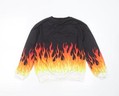 SheIn Girls Black  Polyester Pullover Sweatshirt Size 11-12 Years   - flame detail