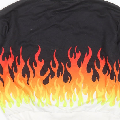 SheIn Girls Black  Polyester Pullover Sweatshirt Size 11-12 Years   - flame detail