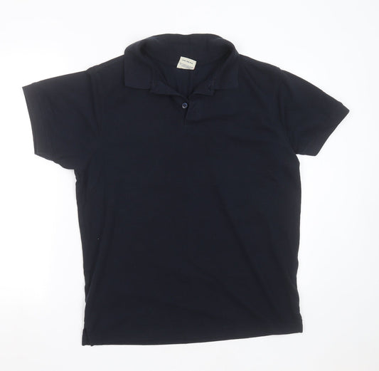 Printer Activewear Mens Blue  Cotton  Polo Size L Collared