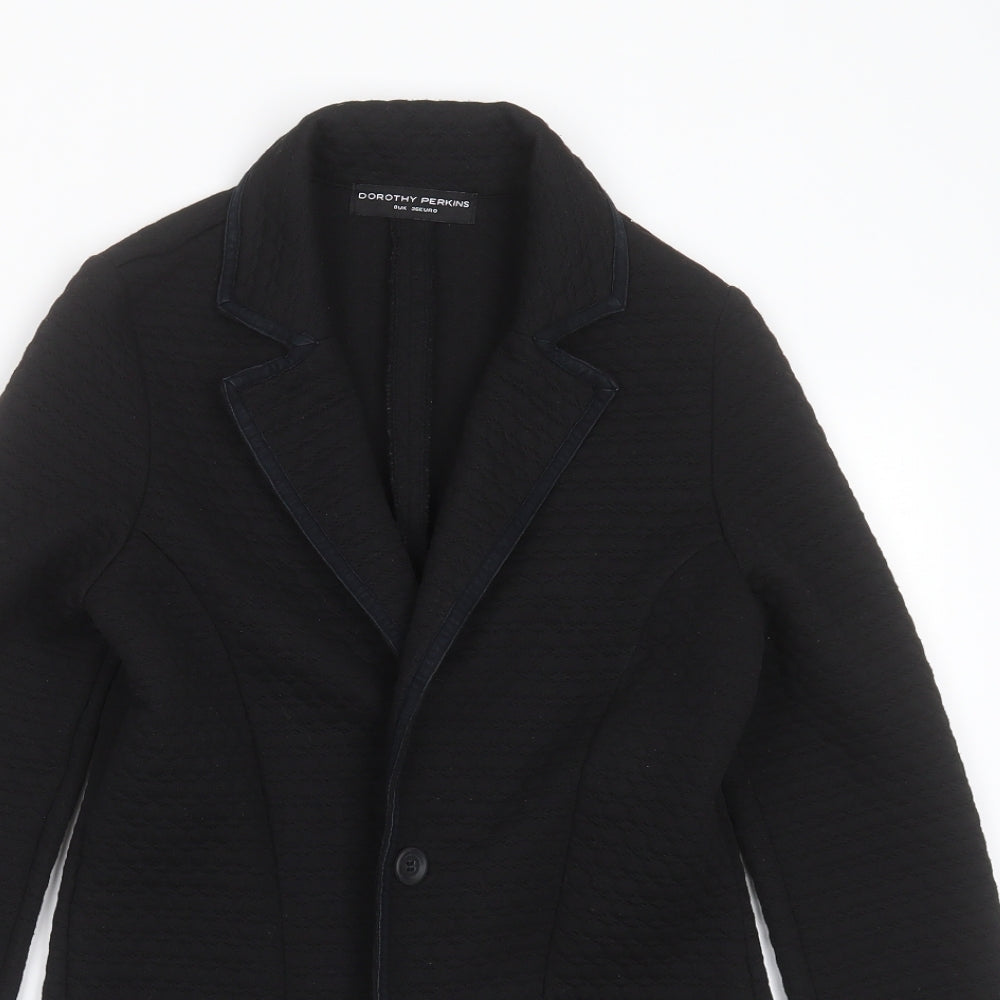 Dorothy Perkins Womens Black Geometric Polyester Jacket Blazer Size 8