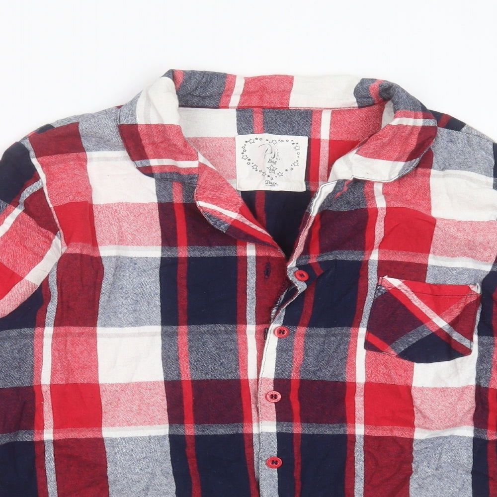 Boux Avenue Womens Red Check Cotton Top Pyjama Top Size 14  Button