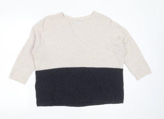 Only Womens Beige Round Neck  Cotton Pullover Jumper Size M