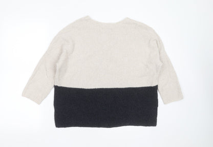 Only Womens Beige Round Neck  Cotton Pullover Jumper Size M
