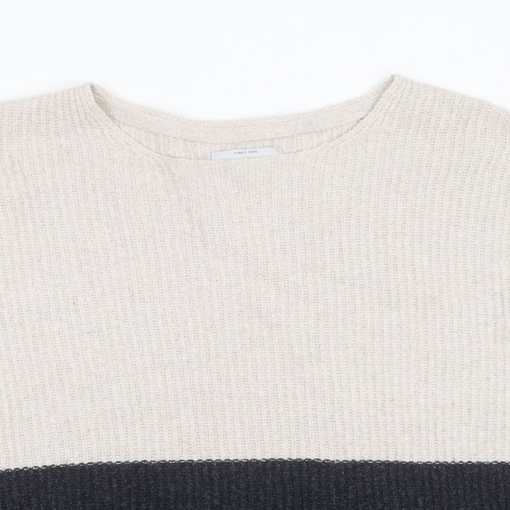 Only Womens Beige Round Neck  Cotton Pullover Jumper Size M