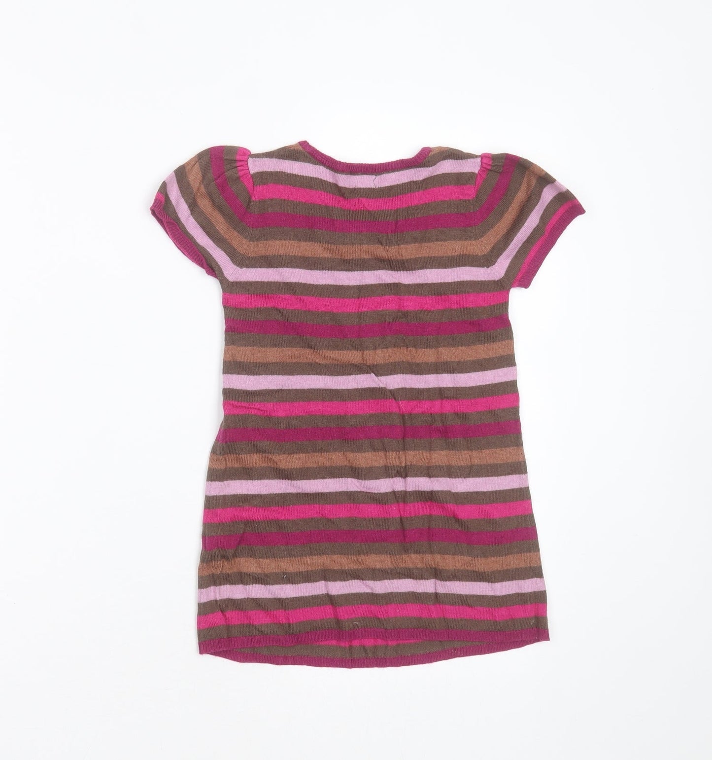 Sergent Major Girls Multicoloured Striped Viscose Jumper Dress  Size 5 Years  Round Neck