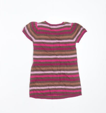 Sergent Major Girls Multicoloured Striped Viscose Jumper Dress  Size 5 Years  Round Neck