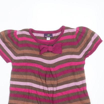 Sergent Major Girls Multicoloured Striped Viscose Jumper Dress  Size 5 Years  Round Neck