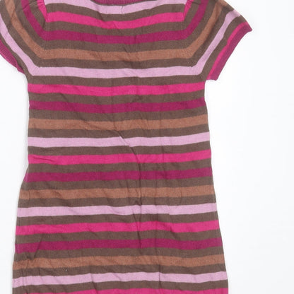 Sergent Major Girls Multicoloured Striped Viscose Jumper Dress  Size 5 Years  Round Neck