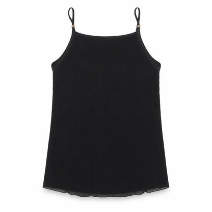 Front view of New Look women’s black striped polyester camisole blouse, size UK 12, round neck