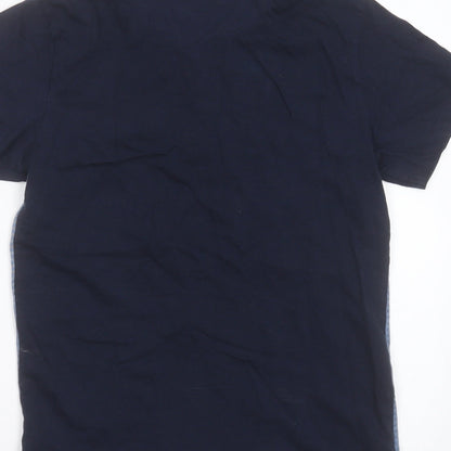 Easy Mens Blue Geometric Cotton  Polo Size S Collared