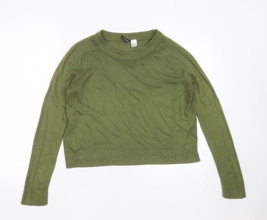 Divided by H&M Womens Green Round Neck  Acrylic Pullover Jumper Size XS