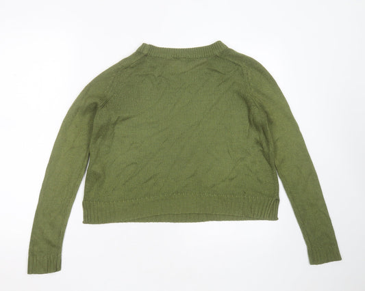 Divided by H&M Womens Green Round Neck  Acrylic Pullover Jumper Size XS