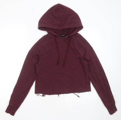 New Look Womens Purple  Cotton Pullover Hoodie Size 6   - Distressed hem