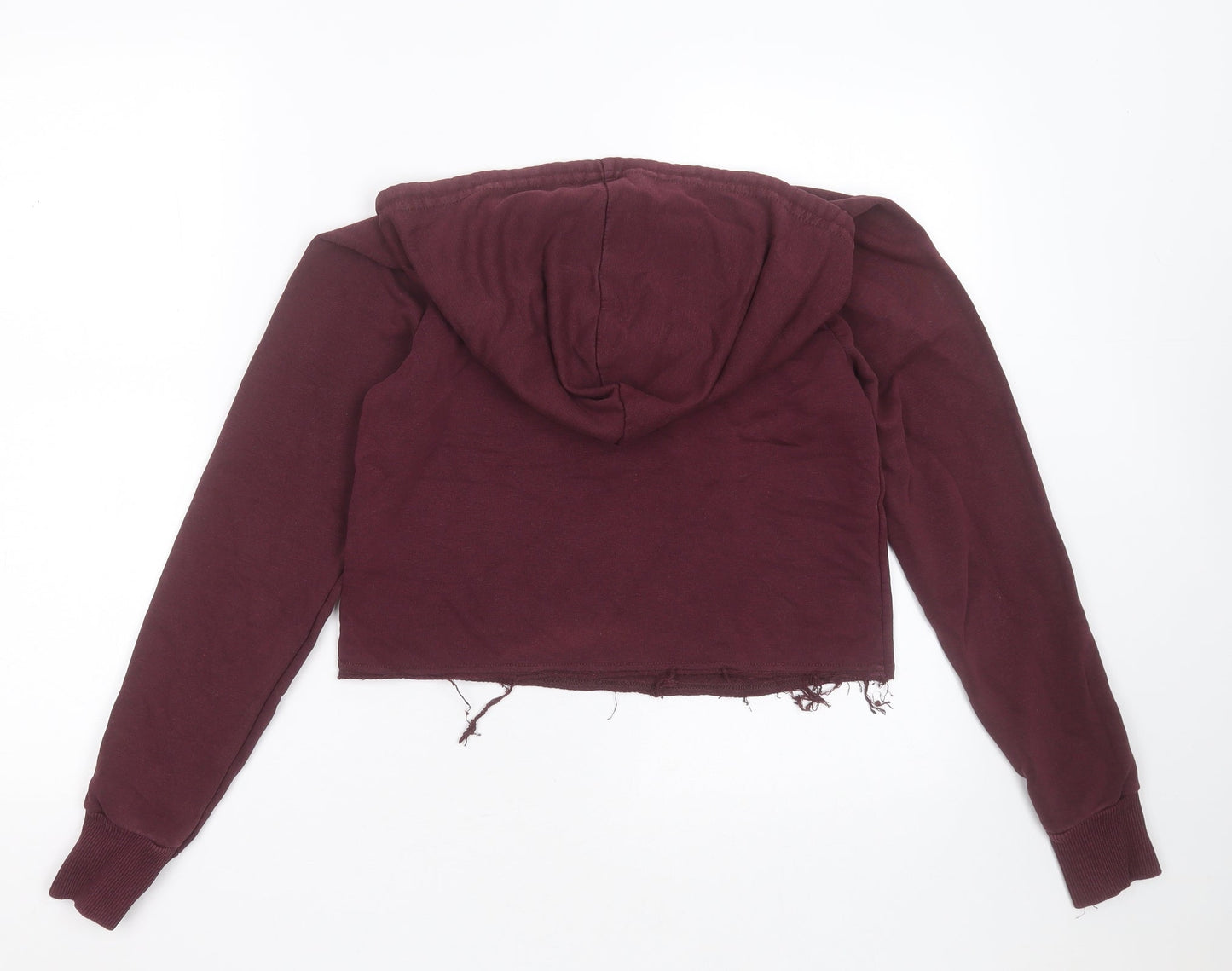 New Look Womens Purple  Cotton Pullover Hoodie Size 6   - Distressed hem