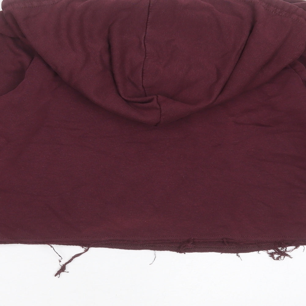New Look Womens Purple  Cotton Pullover Hoodie Size 6   - Distressed hem