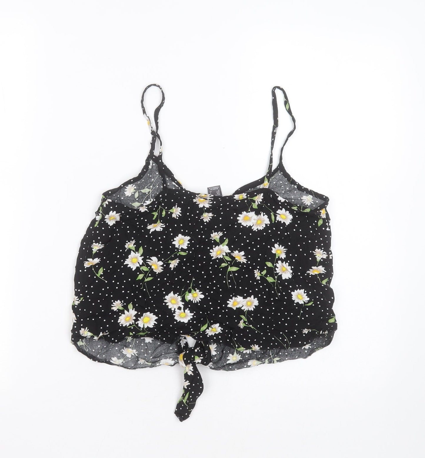 Primark Womens Black Floral Viscose Camisole Blouse Size 8 V-Neck