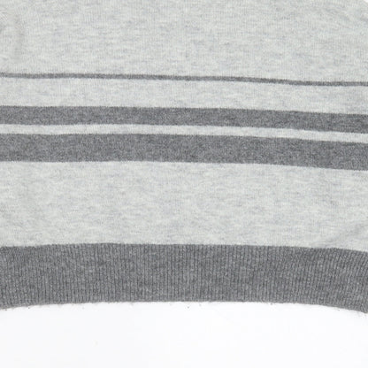 Topshop Womens Grey Round Neck Striped Acrylic Pullover Jumper Size 8