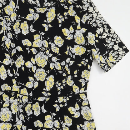 Oasis Womens Multicoloured Floral Polyester A-Line  Size 12  Crew Neck Zip