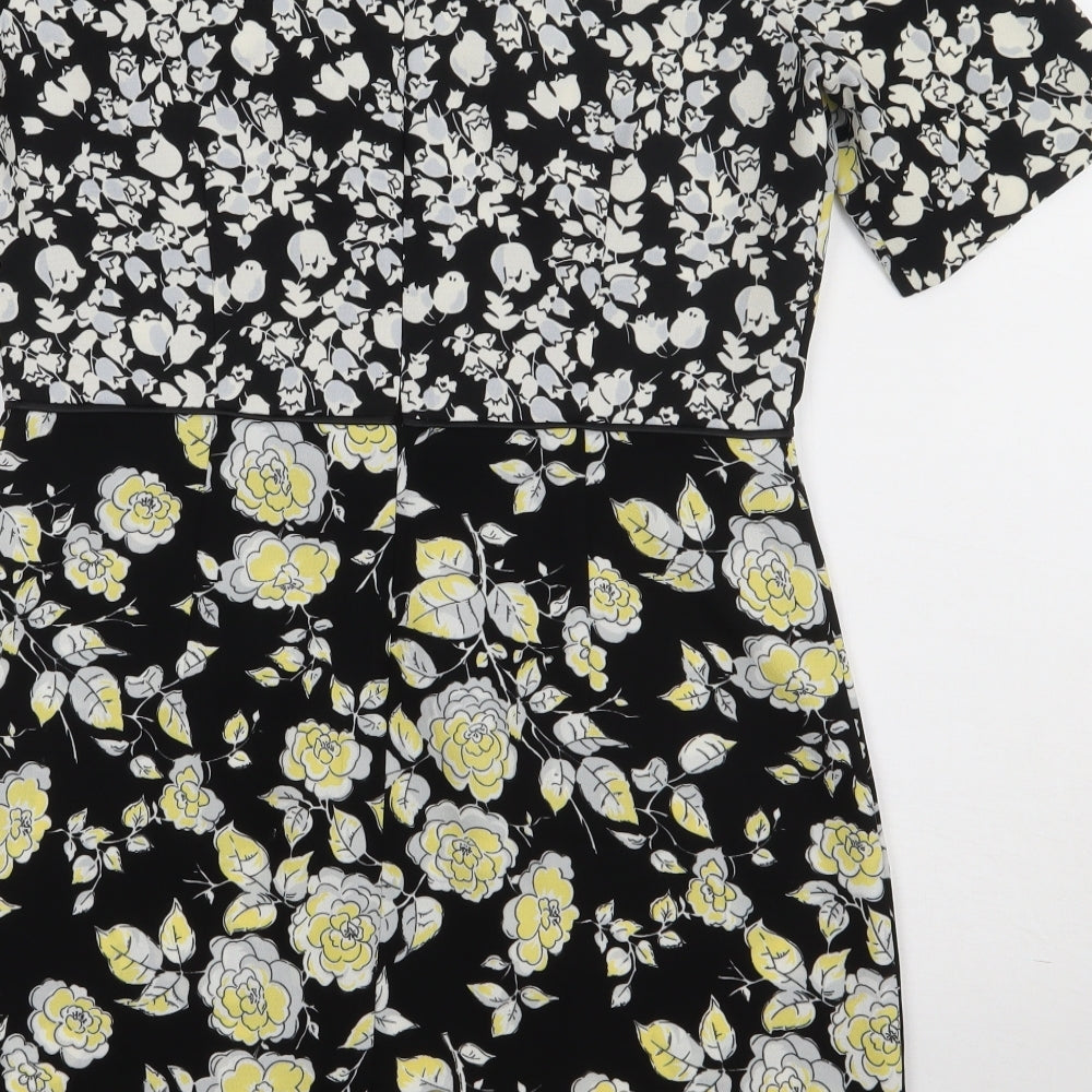 Oasis Womens Multicoloured Floral Polyester A-Line  Size 12  Crew Neck Zip