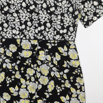 Oasis Womens Multicoloured Floral Polyester A-Line  Size 12  Crew Neck Zip