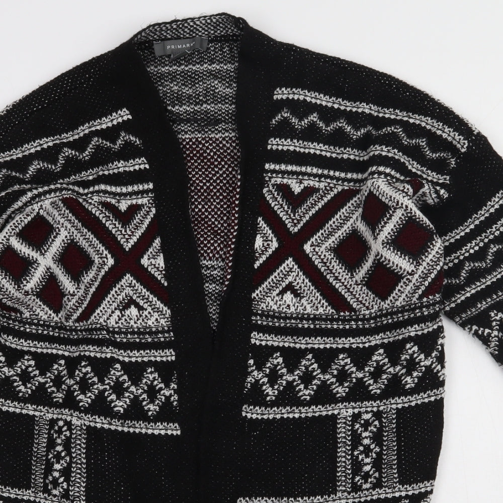 Primark Womens Black V-Neck Geometric Acrylic Cardigan Jumper Size M