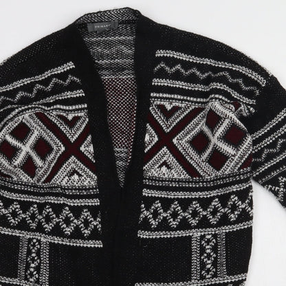 Primark Womens Black V-Neck Geometric Acrylic Cardigan Jumper Size M