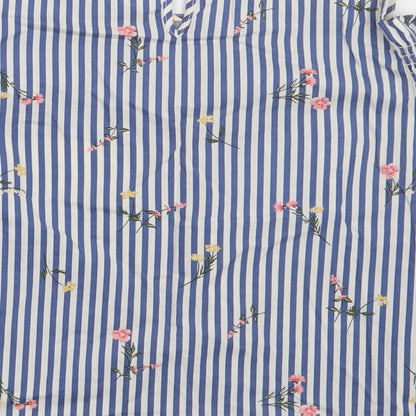 Matalan Womens Blue Striped Cotton Basic Tank Size 12 Crew Neck - Cold shoulder