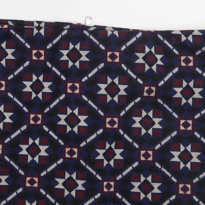 New Look Womens Blue Geometric Polyester A-Line Skirt Size 12   Zip